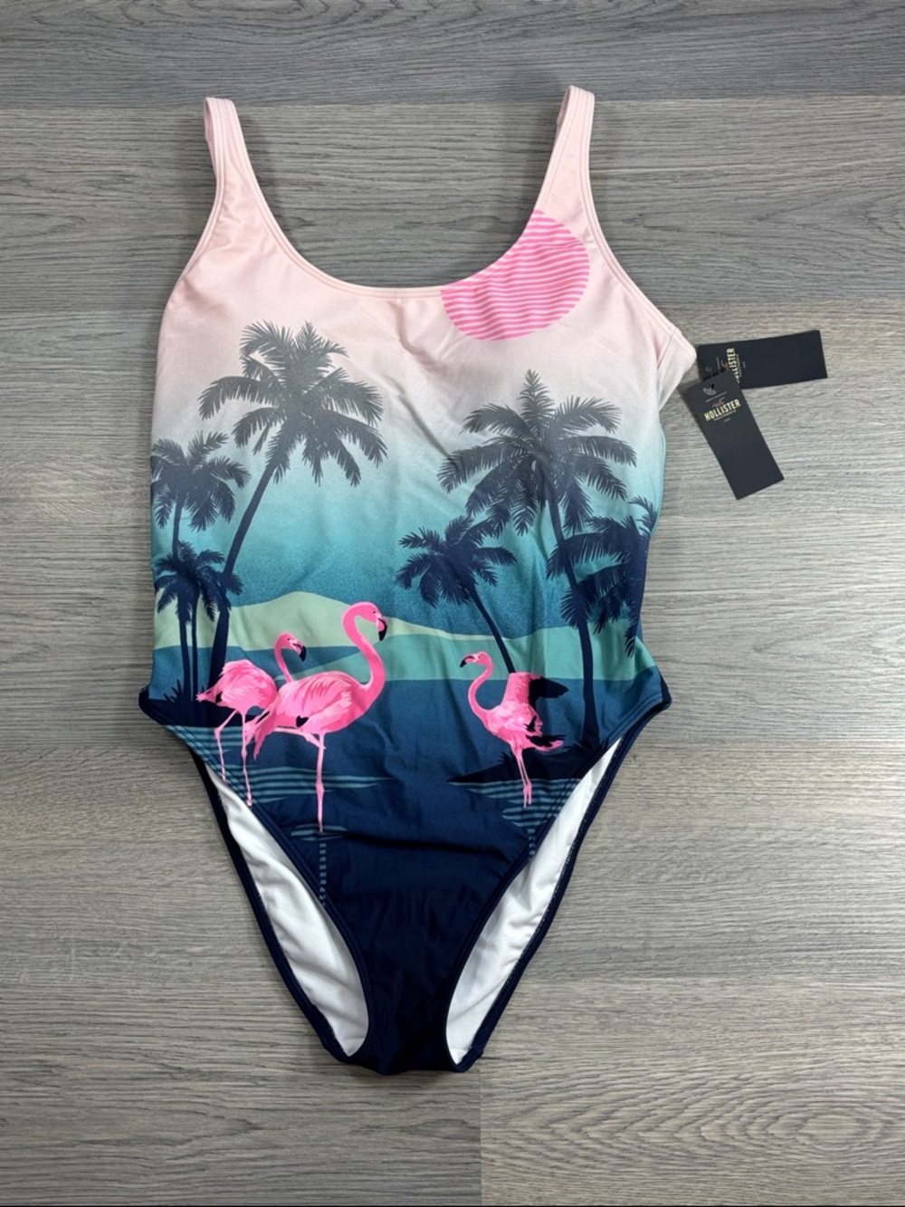 Hollister One Piece Flamingo Swim Suit - size Large NWT